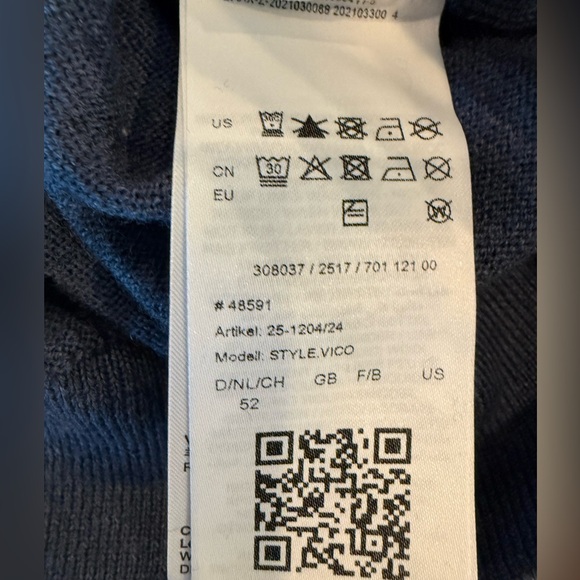 Brax Merino Wool Easy Wash Men's Blue V-Neck Sweater. Size L - Picture 7 of 11